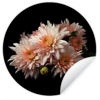 MuchoWow Wandsticker Chrysantheme - Blumen - Weiß - Natur - Schwarz (1 St), Wanddeko Wohnzimmer Schlafzimmer Wandverkleidung, 50x50 cm bunt 50 cm x 50 cm x 0.1 cm