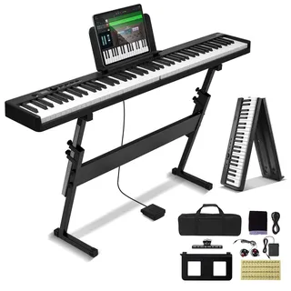 Vevor 88 Tasten Digitalpiano E-Piano faltbar Keyboard Bluetooth MIDI mit Ständer