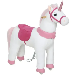 Reitpferd auf Rollen Spielpferd zum Reiten mit Einhorn-Design Weiß