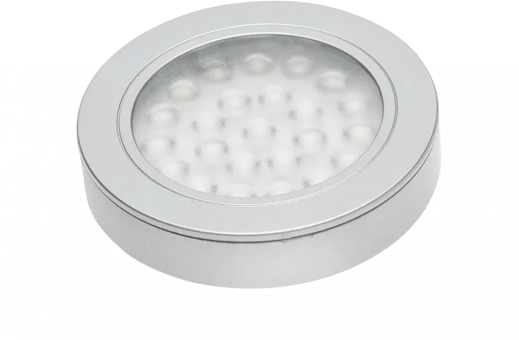 GTV LED Möbelleuchte Silber mit Vasco Abstand 12V 1.7W Ø 64 mm - warmweiß (3000K)