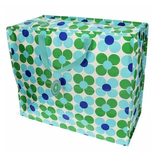Rex London - XXL Riesentasche, Aufbewahrungstasche mit Reißverschluss, Muster bunt (Daisy blue/green)