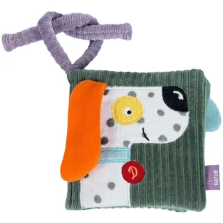 Fehn Stoffbuch Hund Natur – Fühlbuch mit Natur-Motiven - 8 Seiten mit spannenden Materialien aus Baumwolle aus biologischem Anbau - Funktionen zum Fühlen, Greifen - Begleiter für Zuhause und Unterwegs