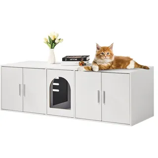 Vevor Katzentoilette Katzenklo Schrank Katzenschrank 1,47x0,46x0,45m Weiß