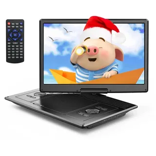 Yoton Portabler DVD-Player (14.1 inch, Haltepunkt-Speicherfunktion, Monitor klapp- & drehbar, für Auto)