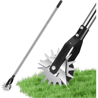 Rasenkantenschneider mit Stiel,Rotationskantenschneider,Rasenschneider Kantentrimmer,Kantenschneider Rasen auf Rollen,Rasenkantenroller Einstellbar,Manueller Rasenkantenschneider für Gehwege