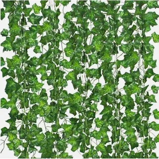 12 Stück Efeu Künstlich Girlande Büro Kunstpflanze Hängend Deko Vorhang