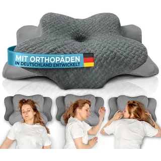 Glückstoff Glückstoff® Orthopädisches Kissen (Zertifiziert für Nackenschmerzen(Grau)