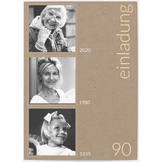 90. Geburtstag Einladungen Braun online gestalten und bestellen - Fotostory 90 | Wunderkarten.de