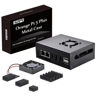 GeeekPi Orange Pi 5+ Metallgehäuse mit 40-mm-Lüfter und 4-Aluminium-Kühlkörpern