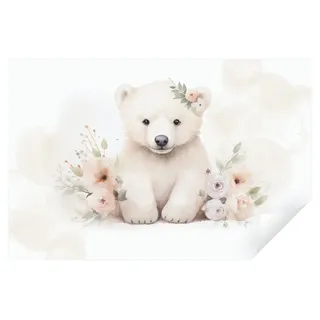 Wallarena Fototapete Kinderzimmer Mädchen Bär Teddybär Vlies Tapete Wandtapete, Glatt Vlies Washable, Kinder, Teddybär, Teddy, (Packung, 2 St., Vlies fototapete), Vliestapete bunte beige Kinderzimmer Kinder Tapete + Kleister beige 1 m x 0.75 m