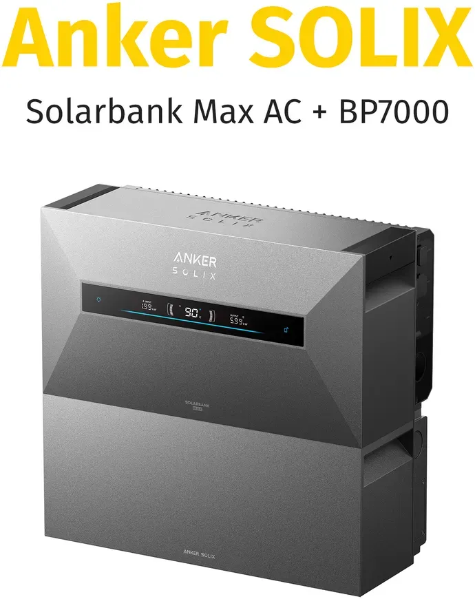 Anker SOLIX Solarbank Max AC Balkonkraftwerk Speicher 7KWh, All-in-One Stromspeicher Plug & Play 0%MwSt - 1xBP7000