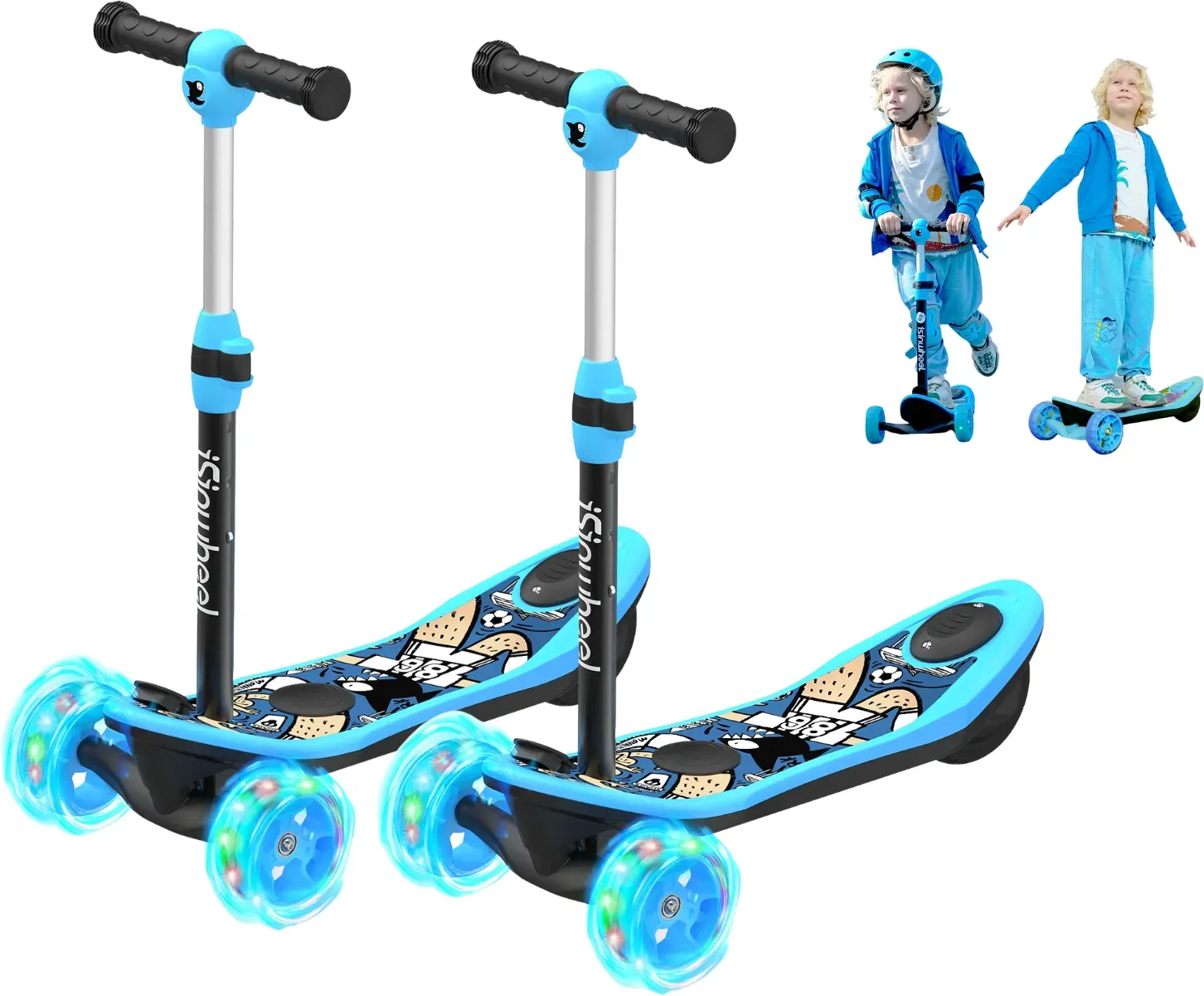 MiniSpider 2-in-1 Elektrischer Dreirad-Kinderscooter und Skateboard für Kinder ab 3 Jahre (Höhenverstellbare)