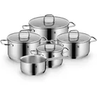 Topf-Set WMF "Inspiration Induktion, Kochtopf Set mit Glasdeckel", silber (edelstahlfarben), Töpfe, für alle Herdarten geeignet, unbeschichtet