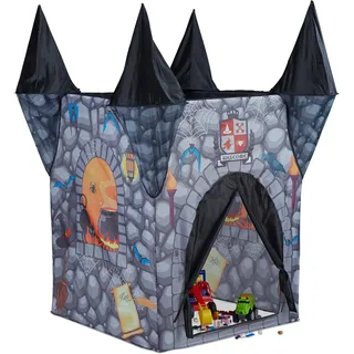 Relaxdays 10022463 Spielzelt Kinder Spukschloss, Kinderzelt für Mädchen und Jungen, ab 3 Jahren, HxBxT: 132 x 110 x 110 cm, grau