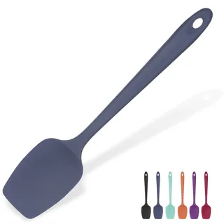 315°C Hochhitzebeständiger Silikon Löffel Spatel: U-Taste Flexibler Nahtloser Gummispatel, Backen Kochen Silikon Teigschaber für Antihaftbeschichtetes Kochgeschirr Mischen Schaben (29cm, Nachtblau)