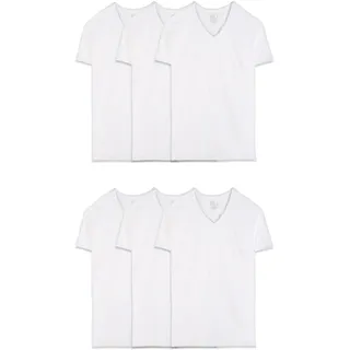 Fruit of The Loom Herren Stay-Tucked V-Neck T-Shirt, White (6 Pack), Groß (6er Pack)