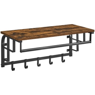 VASAGLE Wandgarderobe LCR12BX braun Metall 5 Haken 66,0 x 27,0 cm