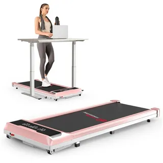 HOMEFITNESSCODE Laufband Tragbares Laufbänder – 2-in-1-Walkingpad Elektrisch (Transportrollen – Lauffläche 39 x 97 cm – Bis 120KG), 1–10 km/h einstellbar – Bürstenloser Motor 2,5 PS – mit LED-Display rosa