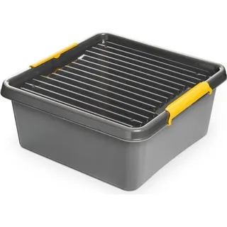 SolidStore 1612 Graphit 18L Vorratsbehälter mit Deckel und Clips gelbe Clips