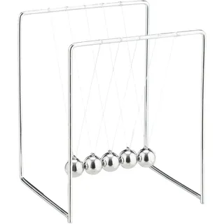 Relaxdays Newton Pendel, Kugelpendel für Schreibtisch & Büro, Physik, 5 Kugeln, Metall, Newton Kugelstoßpendel, silber