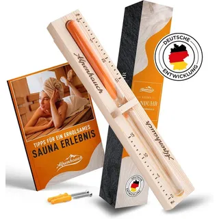 alpenhauch Sauna Sanduhr 15 Minuten aus 100% Naturholz - Edle Saunauhr mit feinem Sand - Robuste Sauna Uhr mit Sicherheitsglas - 360° Drehbare Sauna Uhr Holz - Inkl. Saunabuch E-Book + Montagezubehör
