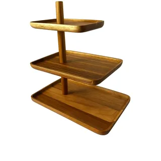 Lavesty Etagere für Obst, Gemüse, Desserts und Snacks – Multifunktional & Stabil – Hochwertige Obstschale – Praktisch & Modern – Obstkorb mit rutschfestem Boden – Etagere 3 Etagen – Akazienholz