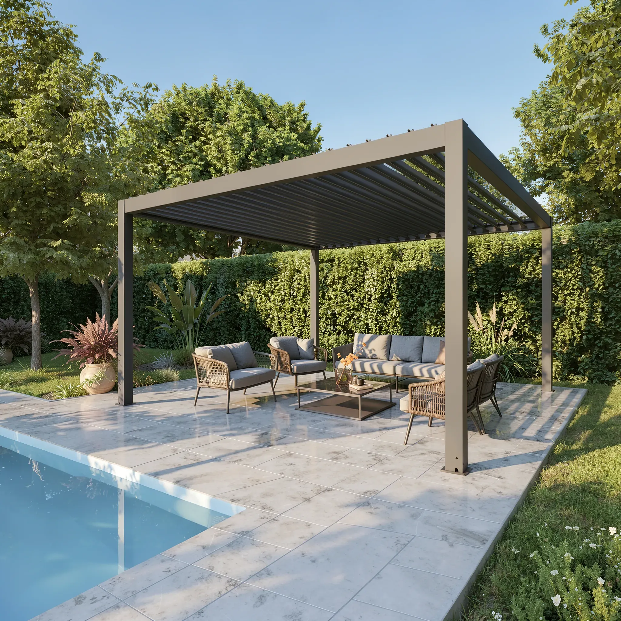 agadon Pergola Pro elektrische Premium Pergola mit Lamellendach, App-Steuerung &...