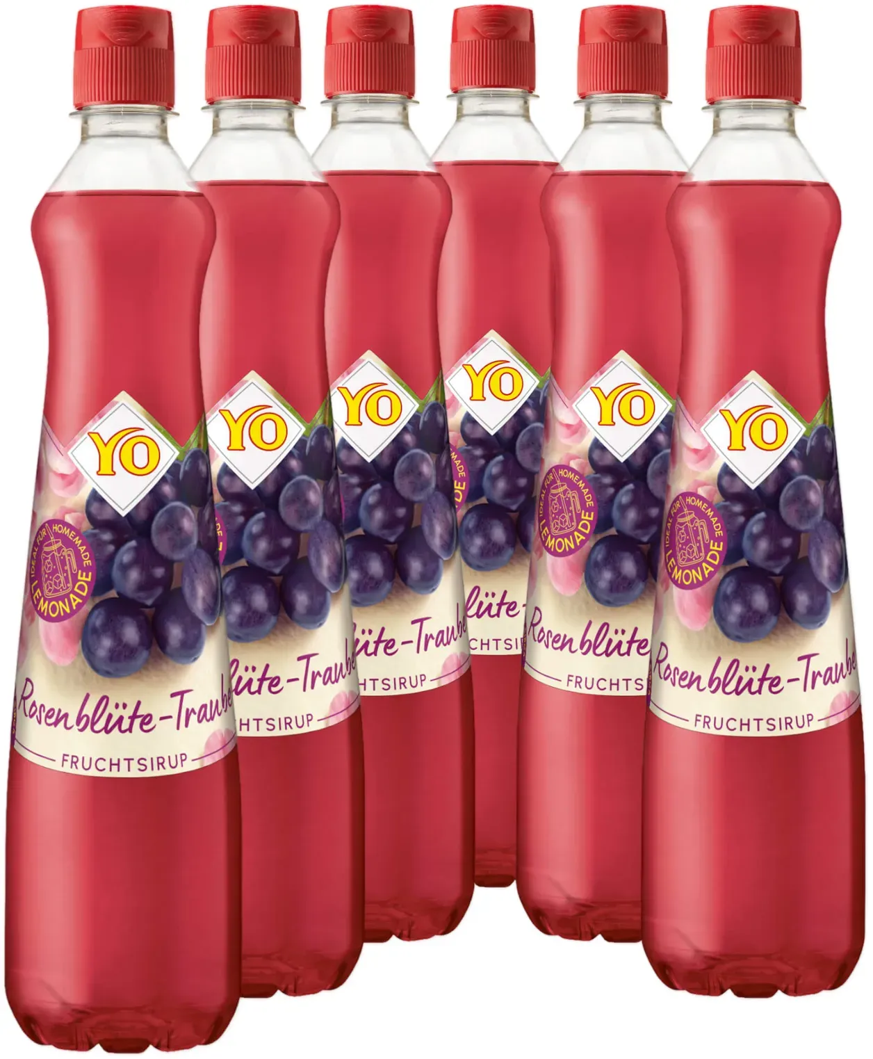 6 × YO Sirup Homemade Lemonade Rosenblüte-Traube