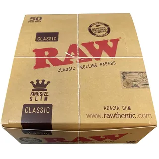 3 Boxen (150 Booklets) RAW King Size Slim Classic Rolling Papers, ungebleichte Slim Longpapers