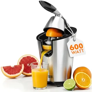 LEBENLANG Saftpresse elektrisch 600W - Inkl. Edelstahlkegel & BPA-Frei I Hohe Ergiebigkeit I Orangenpresse Zitruspresse Zitronenpresse Orangensaftpresse I Orange Juicer Press Zitronen