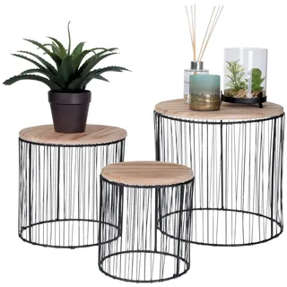 Spetebo Pflanzenständer 3er Set - Deko Blumenhocker Blumenständer Pflanzenhocker Blumentopfständer Beistelltisch rund