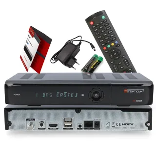 Red Opticum AX Atom 4K UHD digitaler Satellitenreceiver mit PVR Aufnahmefunktion - alphanumerisches Display/HDMI / 2X USB 2.0 / RJ45 LAN-Ethernet Port/Coaxial Audio Out / 12V Netzteil, schwarz