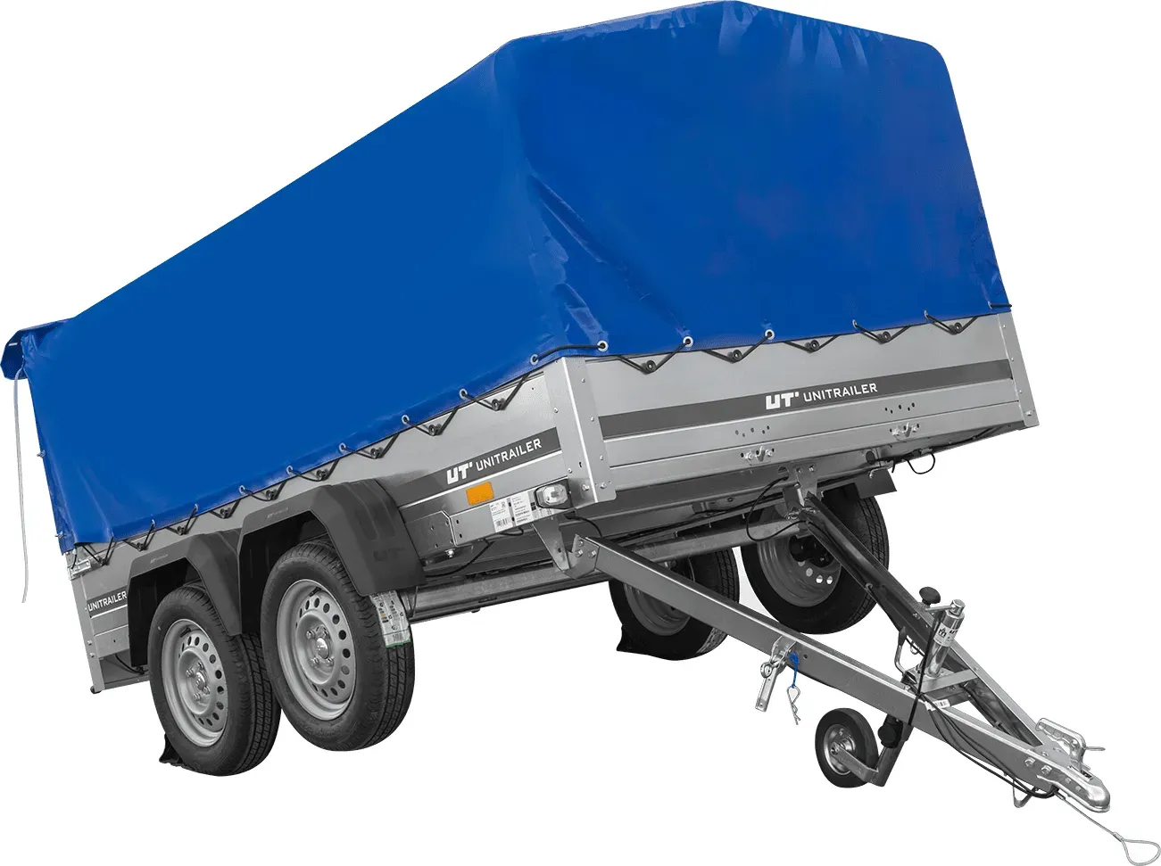 Zweiachsanhänger 264x150 UNITRAILER GARDEN 265/2 KIPP mit H-800 Rahmen und blauer Plane