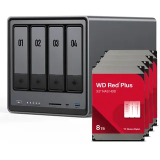 UGREEN DXP4800 32TB WD Red Plus NAS-Bundle NAS inkl. 4x 8TB WD Red Plus 3.5 Zoll SATA Festplatte