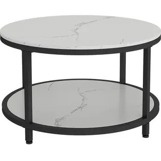 Vicco Couchtisch Ontario Marmor Weiß 80 x 80 cm Rund