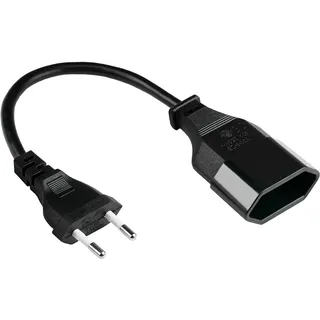 Good Connections Euro-Verlängerung - 20 cm - Euro-Stecker Typ C (gerade) an Euro-Buchse (gerade) - KUPFERLEITER CU - Adernquerschnitt: 0,75 mm2 0,2 m, Netzstecker