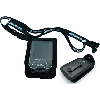 SEWAS Diabetic Care Tasche zum Umhängen passend für Freestyle Libre Messgerät 3, Umhängetasche mit Gürtelclip und Sichtfenster, Bedienung in der Tasche inkl. Umhängeband