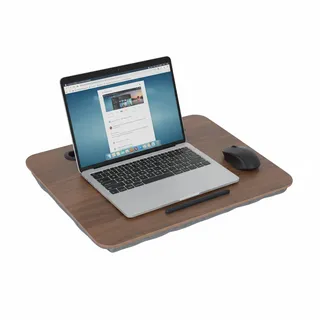 Relaxdays Laptopkissen mit Handyhalter, BxT: 42 x 32 cm, Laptopunterlage für Bett & Sofa, Laptop Knietablett, braun/grau