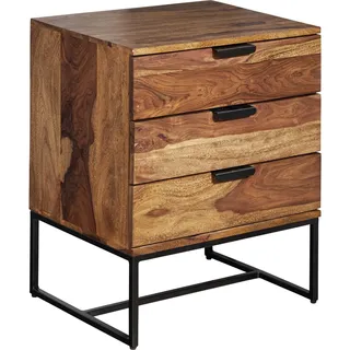 FineBuy Nachttisch FineBuy Nachtkommode Boxspringbett Massivholz 50x40x65 cm Schubladen