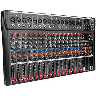 Depensheng DX16 DJ Sound Controller Interface-Mixer mit USB-Laufwerk für Computeraufnahmen 16-Kanal-Studio-Audio-Mixer – XLR-Mikrofonanschluss, 48-V-Stromversorgung, RCA-Ein-/Ausgang