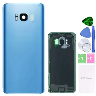 MovTEK Akkufachdeckel Akkudeckel Rückseite Glas für Original Samsung Galaxy S8 G950 Serie Blau Backcover Batterieabdeckung Reparatur-Set (Coral Blue)