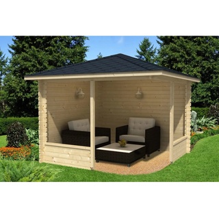 Alpholz 5-Eck Gartenlaube Maik-28 aus Massiv-holz, Gartenhaus mit 28 mm Wandstärke, Garten Holzhaus inklusive Montagematerial Geräteschuppen Größe: 300 x 325 cm