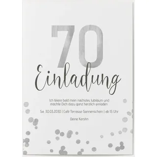 70. Geburtstag Einladungskarten Weiß online gestalten und bestellen - Zahl in Aquarell | Wunderkarten.de