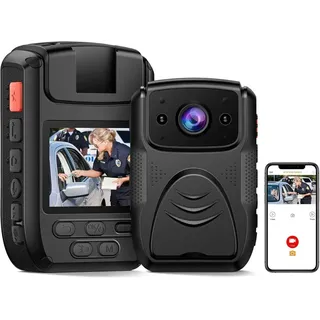 CAMWORLD Body Cam 4K 40MP Körperkamera mit Audio- und Videoaufzeichnung, WLAN GPS Police Body Cam für Strafverfolgungsbehörden, IP65 wasserdicht Nachtsicht-Polizeikörperkamera mit 4000 mAh Akku