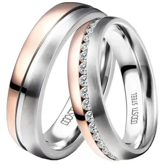 DOOSTI Trauring »Schmuck Geschenk Edelstahl Trauring Ehering Partnerring LIEBE« wahlweise mit oder ohne Zirkonia, 38643633-56 edelstahlfarben-roségoldfarben mit Zirkonia