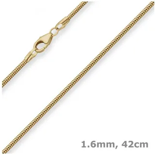 Schmuck Krone Goldkette 1,6mm Schlangenkette aus 333 Gelbgold 42cm, Gold 333 goldfarben
