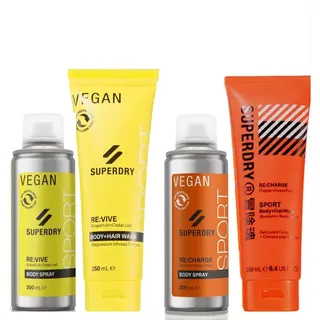 5tlg. MIX-Set kompatibel mit 2x200ml Sport Männer Deospray Deodorant Body Spray RE:charge | RE:vive & 2x250ml 2in1 Duschgel & Shampoo RE:charge | RE:vive + Dustbag von STUDIO.MUNET