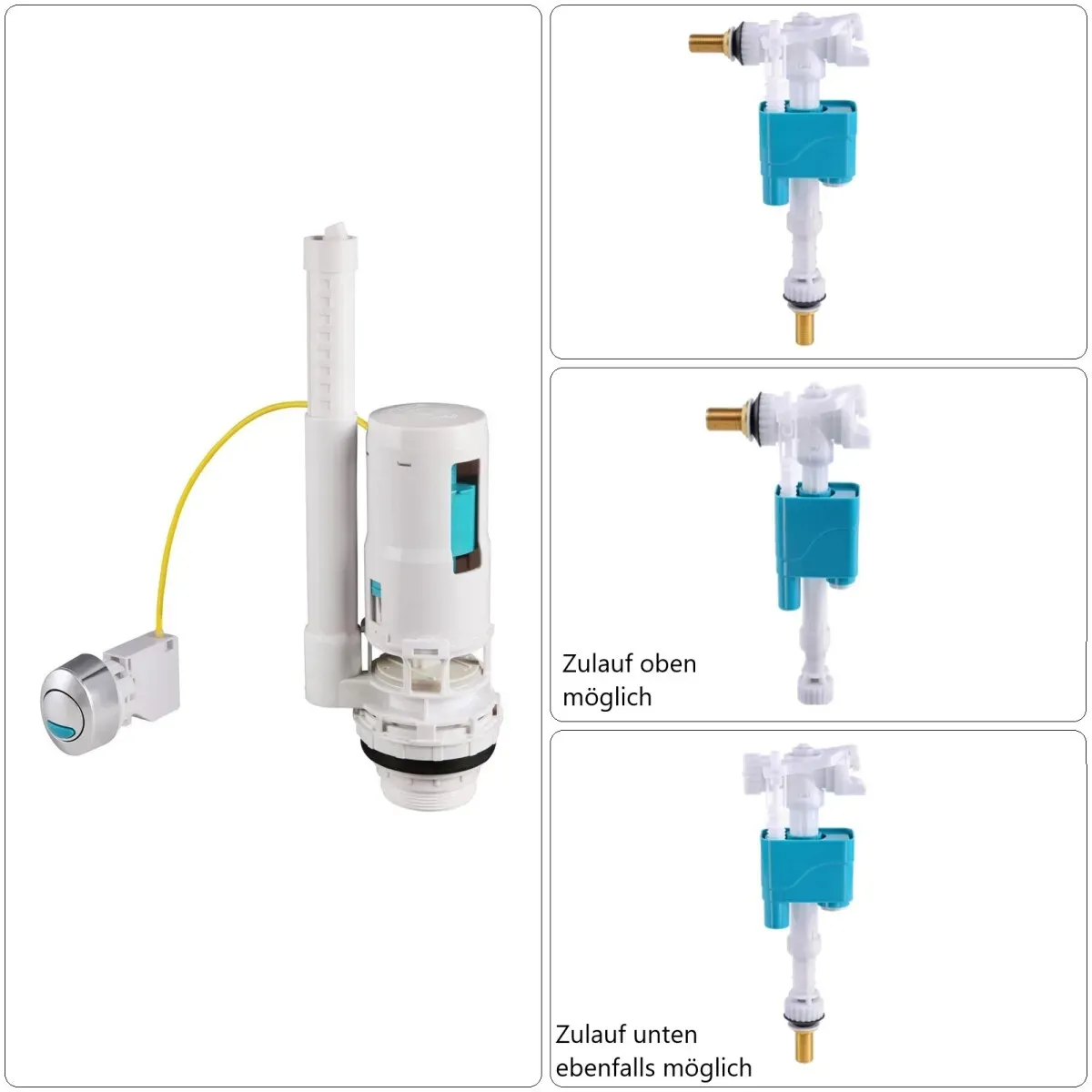 Spülkasteneinsatz Universal verchromter Drücker 3/9 Liter, Start/Stop
