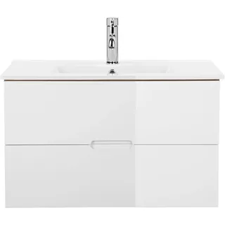 WELLTIME »Lund Badezimmerschrank Unterschrank mit Becken«, Waschplatz mit Waschbecken und 2 Auszügen Breite 80 cm