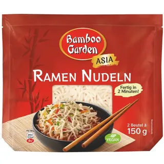 Bamboo Garden - Ramen Nudeln vorgekocht | Zubereitet in 2 Minuten | Vegan | 300 g im Beutel